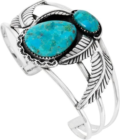 Turquoise Bracelet Sterling Silver 925 Genuine Gemstones Cuff Bracelet in Saudi Arabia