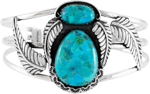 Turquoise Bracelet Sterling Silver 925 Genuine Gemstones Cuff Bracelet in Saudi Arabia