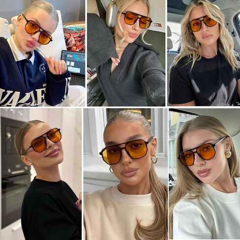 Retro Aviator Sunglasses for Women & Men Lightweight Square Shade UV400 Protection Unisex Sun Glasses Frame in Kuwait