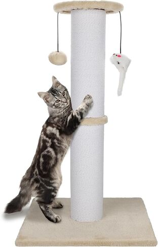 Cat Scratching Post 34 Inches Heavy Duty and Thicker Cat Scratching Post Sisal Rope with Hanging Ball and Mice Scratching Post for Indoor Cats and Adult(Grey) in Kuwait