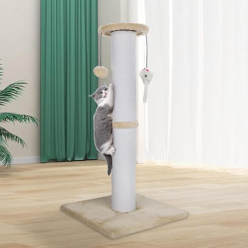 Cat Scratching Post 34 Inches Heavy Duty and Thicker Cat Scratching Post Sisal Rope with Hanging Ball and Mice Scratching Post for Indoor Cats and Adult(Grey) in Kuwait