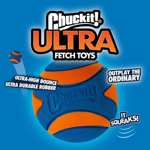 Chuckit! Ultra Squeaker Balls for Dogs, Floating Water Pet Toys, Durable Rubber Pet Toy, Bouncy Squeaky Fetch Balls For Dogs, Pack of 2, Medium (2.5") in Kuwait