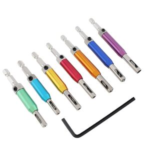 Omninmo 7pcs Self Centering Drill Bit Set Hex Shank Hinge Drill Bits Tool for Woodworking with Hex Key