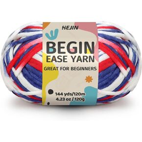 120g Seven Color Yarn for Crocheting and Knitting; Rainbow Yarn for Beginners with Easy-to-See Stitches;Worsted-Weight Medium #4;Yarn for Beginners Crochet Kit Making