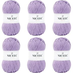 NICEEC 6×50g Soft Assorted Colors Yarn Sport Weight Yarn Bonbons Yarn for Crochet Knit 4 Ply Acrylic Yarn for DIY Project Starter Crochet Kit for Kids or Adults(6×145yds)-Black
