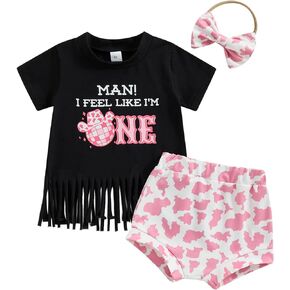 Frietlebird Baby Girl First Birthday Outfit Short Sleeve Shirt Shorts Sets Cute Summer Clothes Birthday 2Pcs