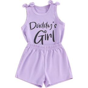 Fernvia Toddler Kids Baby Girl Summer Clothes 2T 3T 4T 5T 6T 7T Sleeveless Tank Tops Shorts Set 2Pcs Outfits