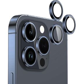FLOLAB NanoArmour Anti-Reflective for iPhone 15 Pro Max/15 Pro/14 Pro Max/14 Pro Camera Lens Protector - Durable Tempered Glass with Aluminum Ring, TruColors, Ultra Clear, Easy Install - Black