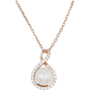 Onthologie Pearl Infinity Necklace, Freshwater Cultured Pearl Necklace for Women, Girls, Genuine Pearl, Sterling Silver, Infinity Design