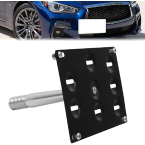 Teng Auto Front Tow Hook License Plate Brakcet Mounting Relocator for Nissan GTR 370Z Sentra Juke for Infiniti G37 Q60 Q50, Black