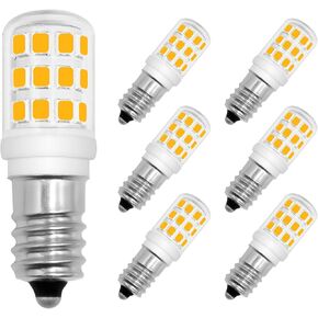 BROLSKUN 3W E12 LED لمبة 30W مصابيح إضاءة ثريا مكافئة، عكس الضوء الأبيض الدافئ 3000K 120V E12 Edison Screw C7 لمبات، 6 عبوات