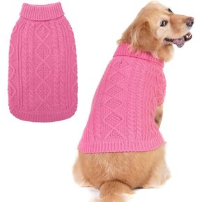 BINGPET Thermal Knitted Dog Sweater for Small Medium Large Dogs,Winter Dog Cat Coat Warm Sweartershirts Outfits,Classic Cable Knit Turtleneck Pullover Dog Jumper Coat Warm Sweartershirts
