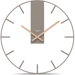 Cander Berlin Jenson XXL Wall Clock Silent 15.7 inch Metal Wooden Hands Without Ticking Large Modern Warm Gray Living Room Kitchen Vintage