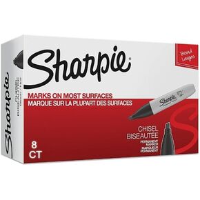 Sharpie Permanent Markers, Chisel Tip, Black, 8 Count