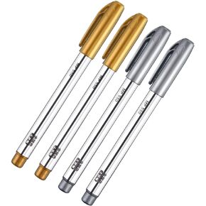 Gold and Silver Metallic Marker Pens, Metallic Permanent Markers Suitable for Cards Writing Signature Lettering Metallic Painting Pens (Gold and Silver, 1.5 mm 4 Pens)