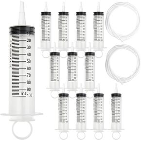12 عبوة من حقنة بلاستيكية، 100 مل/سم مكعب محاقن كبيرة مع 12 قطعة من الأنابيب البلاستيكية سهلة الاستخدام مقاس 8 بوصة للمختبر العلمي، وإعادة تعبئة السوائل، والحقن، وإطعام الحيوانات الأليفة in Kuwait