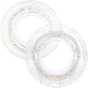 Polita Pool Float, Pool Floats Kids Summer Glitter Pool Tube with Confetti,Tube Pool Toys Beach Party, Transparent Inflatable Floating Tubes for Adults and Kids (Multicolor)
