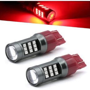 Syneticusa 7443 Red LED Stop Brake Flash Strobe Rear Alert Safety Warning 33-LED Light Bulbs