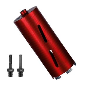 SALI Diamond Core Drill Bits 4 1/2" Diameter 10"/254mm Drilling Depth 5/8-11" Thread Core Bit Turbo Laser-Welded Segments for Cured Concrete with Rebar Brick Block Masonry Stone with Two Adapters（Red）
