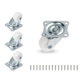 Cofufu 1" Low Profile Caster Wheels Set of 4, No Noise Casters for Furniture with Polyurethane Wheels, Small Rectangle Swivel Caster with 360 Degree Top Plate 22 lbs Weighs Capacity Each Caster