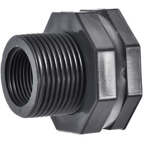 uxcell Bulkhead Fitting, G1/2 Female 1.5" Male, Tube Adaptor Pipe Fitting with Silicone Gasket, for Water Tanks, PVC, Gray Pack of 4