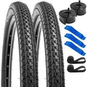 YUNSCM 24" Bike Tires 24x2.125/57-507 60TPI and 24" Bike Tubes with 2 Rim Strips Compatible with 24x1.75 24x1.95 24x2.0 24x2.10 24 x 2.125 24x2.20 24x2.25 Bike Bicycle Tires and Tubes (Y-1146)