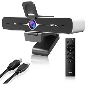 NexiGo Iris, 4K AI Webcam with 1/1.8" Sensor, Onboard Flash Memory, HDR, PiP, DSLR-Style Control, Auto Framing/Tracking with Flexible FOV, Noise-Canceling Mics, for Zoom/Teams/OBS and More (Renewed)