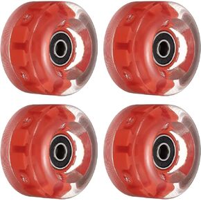 PATIKIL 32 x 58mm Roller Skate Wheels with Bearings, 4 Pack Light Up Wheel Quad Skate Replacement for Double Row Skating Skateboard, Red Light