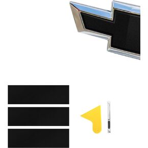 YAMUDA Compatible with DIY Carbon Fiber Vinyl Wrap 11.8" x 4" Chevy Bowtie Emblem Wrap Logo Kit with Spatula and Cutter Universal 3Pcs Black