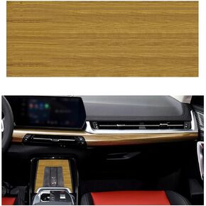 Suvnie High Glossy Wood Grain Vinyl Wrap Sticker, Self-Adhesive Car Wrap Roll with Air Release Technology, 39.4" × 15.7" Waterproof DIY Film Without Bubble, Car Accessories (Brown Wood Texture)