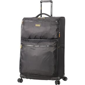 LUCAS Designer Luggage Collection - Expandable 28 Inch Softside Bag - Durable Large Ultra Lightweight Checked Suitcase with 8-Rolling Spinner Wheels (Black)