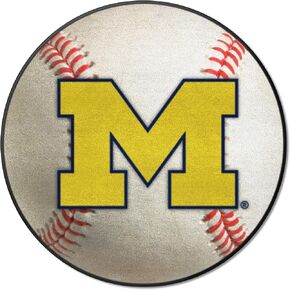 FANMATS 3411 Michigan Wolverines Baseball Shaped Accent Rug - 27in. Diameter