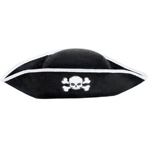 Kids Classic Skull & Crossbones Emblem Pirate Hat - Fits Most Children, 1 Piece Perfect for Costume Parties, Halloween, Dress-ups & Playtime