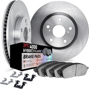 Dynamic Friction Company Front Brake Rotors Kit | 4000 HybriDynamic Brake Pads includes Hardware 6812-27013