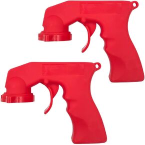 BESULEN 2PCS Car Can Spray Handle, Auto Reusable Clip-On&Off Instant Converts Spray Adapter Paint Aerosol Sprayer with Full Grip Trigger Locking Collar for Painting Adhesives, Universal Fit (Red)