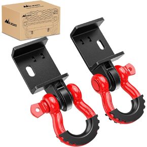 Nilight (2 Pack) Demon Front Tow Hook Mounting Bracket with 3/4" D-Ring Shackle Fit for 2009-2024 Toyota Tacoma, with 7/8" Screw Pin and Shackle Isolator & Rubber Washers Anti-Corrosion Anti-Rust