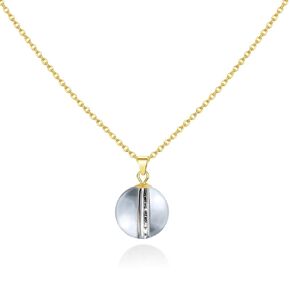Nearawing Pearl Pendant Necklace for Women with Adjustable 925 Sterling Silver Gold-Plated Chain