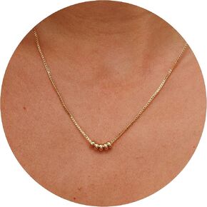 قلادة Galis Dainty للنساء - قلادة خرز مقاس 40.64 سم للنساء مصنوعة من سلسلة نحاسية ذهبية وقلادة 5 خرز، قلادات بسيطة عصرية رائعة للفتيات المراهقات - مجوهرات وصيفة العروس كهدايا لها in Kuwait