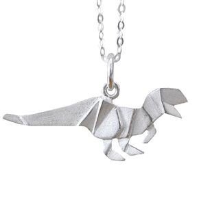 Origami Dinosaur T-Rex Necklace in Sterling Silver with 18" Chain