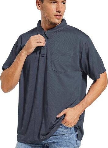 Coolprince Mens Polo Shirts Moisture Wicking Tennis T-Shirt Performance Golf Polo Shirts Casual Work Short Sleeve Shirts in Saudi Arabia