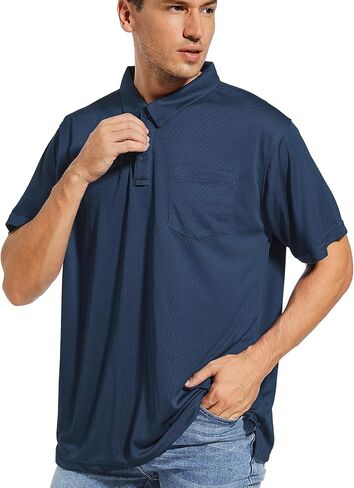 Coolprince Mens Polo Shirts Moisture Wicking Tennis T-Shirt Performance Golf Polo Shirts Casual Work Short Sleeve Shirts in Saudi Arabia