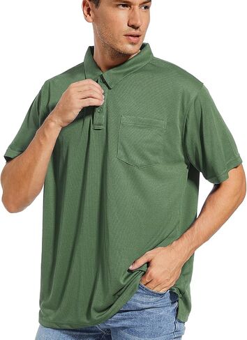 Coolprince Mens Polo Shirts Moisture Wicking Tennis T-Shirt Performance Golf Polo Shirts Casual Work Short Sleeve Shirts in Saudi Arabia