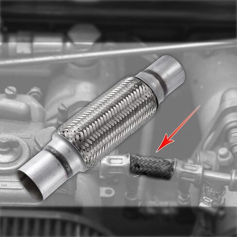 X AUTOHAUX 1 Pcs 2"x8"x12" Car Exhaust Flexible Pipe Tubing Universal Exhaust Joint with Welding Extension Pipe Stainless Steel Silver Tone in Saudi Arabia