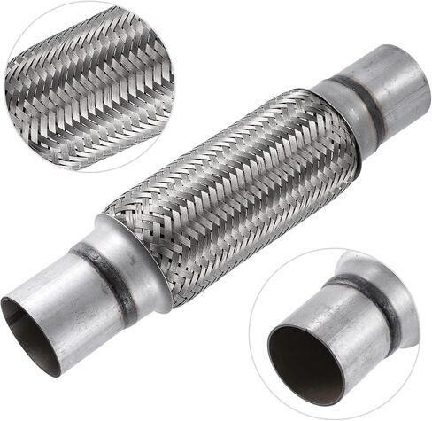 X AUTOHAUX 1 Pcs 2"x8"x12" Car Exhaust Flexible Pipe Tubing Universal Exhaust Joint with Welding Extension Pipe Stainless Steel Silver Tone in Saudi Arabia