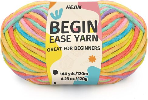 120 جرامًا من خيوط سبعة ألوان للحياكة والحياكة؛ غزل قوس قزح للمبتدئين مع غرز سهلة الرؤية؛ صوف متوسط ​​الوزن #4؛ غزل للمبتدئين في صناعة أدوات الكروشيه in Kuwait