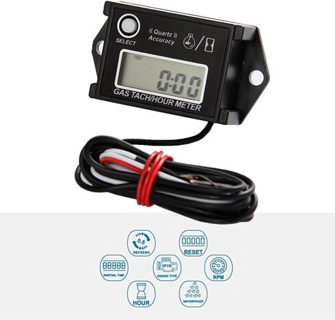 Inductive Tachometer Digital Hour Meter RPM Counter Resettable Hour Meters for Snowmobile Skis Motor Bike Go Kart Lawn Mower Boat in Kuwait