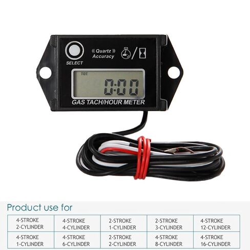 Inductive Tachometer Digital Hour Meter RPM Counter Resettable Hour Meters for Snowmobile Skis Motor Bike Go Kart Lawn Mower Boat in Kuwait