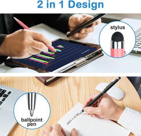Stylus Pens for Touch Screens, Stylus Pen 10-Pack High Precision Capacitive 2 in 1 Stylus Ballpoint Stylists Pens Universal for iPhone iPad Tablet Laptop Kindle Samsung Galaxy All Touch Screens Device in Saudi Arabia