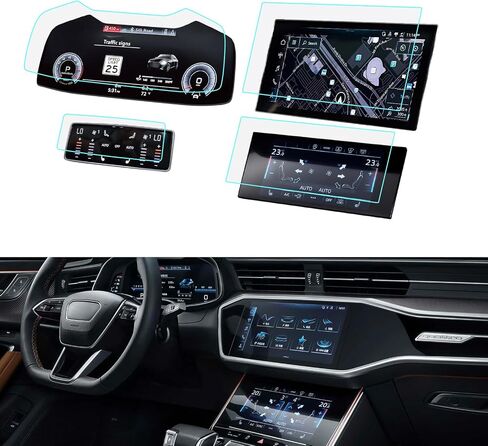 LUWU لعام 2023 2024 Audi A6 A7 Q7 Q8 واقي شاشة Audi A6 A7 Q7 Q8 ملحقات 2019-2024 Audi A6 A7 واقي شاشة من الزجاج المقسى 9H مضاد للوهج Q7 Q8 شاشة لمس واقية فيلم معلومات ترفيهية in Kuwait