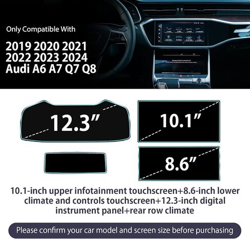 LUWU لعام 2023 2024 Audi A6 A7 Q7 Q8 واقي شاشة Audi A6 A7 Q7 Q8 ملحقات 2019-2024 Audi A6 A7 واقي شاشة من الزجاج المقسى 9H مضاد للوهج Q7 Q8 شاشة لمس واقية فيلم معلومات ترفيهية in Kuwait